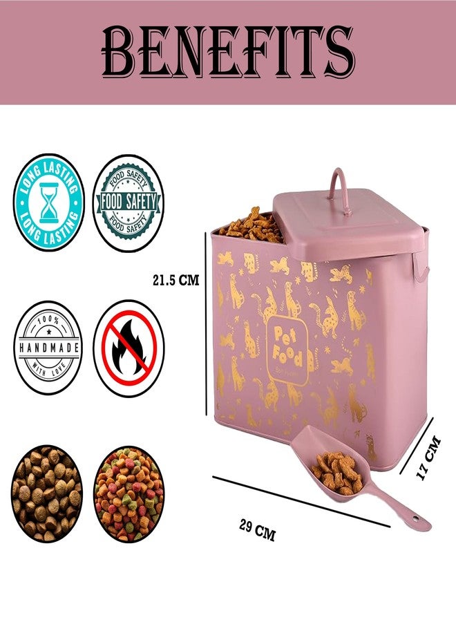 إيلان علبة تخزين طعام الحيوانات الأليفة من إيلان مع مغرفة | صندوق معدني لتخزين طعام الكلاب والقطط (بنفسجي فاتح) - Image 2